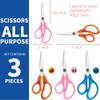 7" Student Scissors Set of 3-pack,Pointed Tip Blades,Kids Scissors Ages 8-10 8-12 8-16 for School Crafting Project,Great for DIY, Arts, Home, Red/Pink/Blue view 3