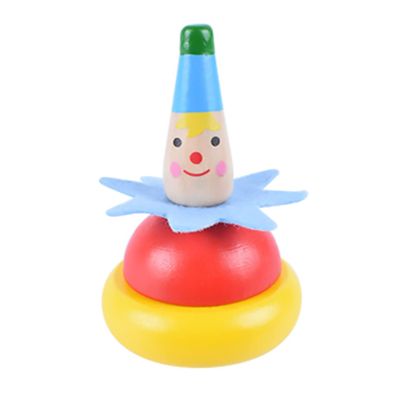 Neroyaner 2 Pcs Wooden Clown Spinning Top Toy for Kids Colored Spinning Tops Spinning Toys for Kids