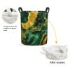Foruidea Green Gold Marble Laundry Basket,Laundry Hamper,Collapsible Storage Bin, Oxford Fabric Clothes Baskets,Nursery Hamper For Home,Office,Dorm,Gift Basket view 2