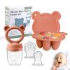 LittlesJoy Infant Baby Fruit Feeder & Food Feeder, Breast Milk Popsicle Mold for purees, Baby Teething Relief teether,4pcs self Feeding Sets for Toddler, BPA Free 3 Month + (Muted) view 1