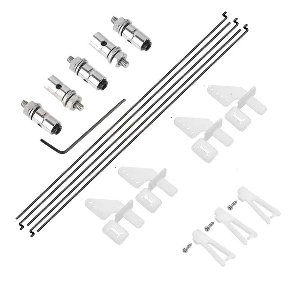 CRUMPS RC Airplane Control Horns 20x11mm+1.2x21mm Clevis+Pushrod Connector Linkage Stopper 1.3mm+1.2x180mm Steel Z Style Pushrods Parts