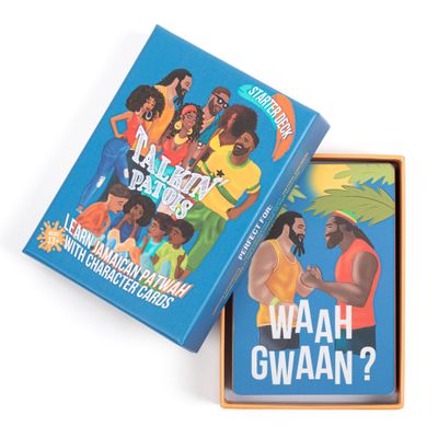 Talkin Patois Language Learning Cards | 53 Jamaican Phrases Explained | Illustrated by Local Artists | Includes E-Learning Access