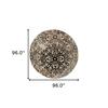 HomeRoots 486941 8 ft. Floral Medallion Stain Resistant Round Area Rug Tan Gray & Black view 3