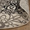 HomeRoots 486941 8 ft. Floral Medallion Stain Resistant Round Area Rug Tan Gray & Black view 4