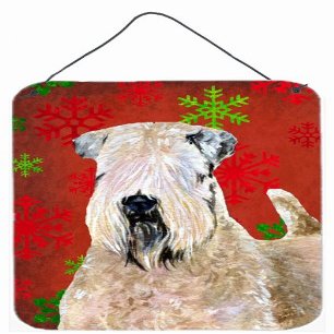 212 Main Wheaten Terrier Soft Coated Snowflakes Christmas Aluminum Metal Wall Or Door Hanging Prints