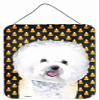 12 x 16 in. Bichon Frise Candy Corn Halloween Portrait Aluminum Metal Wall & Door Hanging Prints view 1