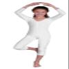 212 Main Girls Velvet Unitard, White - Extra Small 3-4 view 1