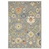 HomeRoots 509320 5 x 8 ft. Gray Ivory Gold Salmon Red Blue & Green Oriental Power Loom Stain Resistant Rectangle Area Rug with Fringe view 1