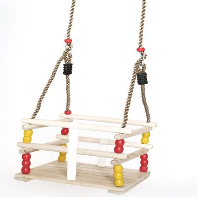 212 Main 9.5 x 11.75 x 11.75 inch Wooden Baby Swing with Hanging Ropes for Babies & Toddlers - Multi Color