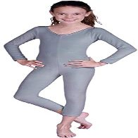 212 Main Girls Velvet Unitard, Gray - Extra Small 3-4