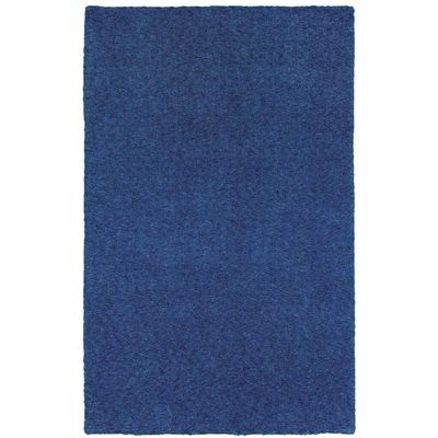 HomeRoots 509005 6 x 9 ft. Deep Blue Shag Hand Tufted Handmade Stain Resistant Rectangle Area Rug