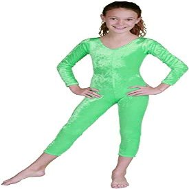 212 Main Girls Velvet Unitard, Lime - Small 5-6