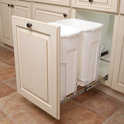 212 Main 35 qt. Soft Close Bottom Mount 2 Bins, White - 14.37 in.