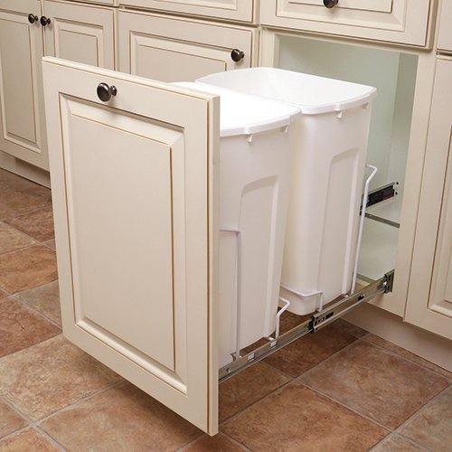212 Main 35 qt. Soft Close Bottom Mount 2 Bins, White - 14.37 in.
