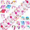 Tondiamo 48 Pcs Kids Jewelry for Little Girl, Unicorn Ring Bracelets Wooden Beaded Bracelets and Colorful Silicone Toy Rings Princess Pretend Play Unicorn Birthday Gifts for Girls 4-6 view 1