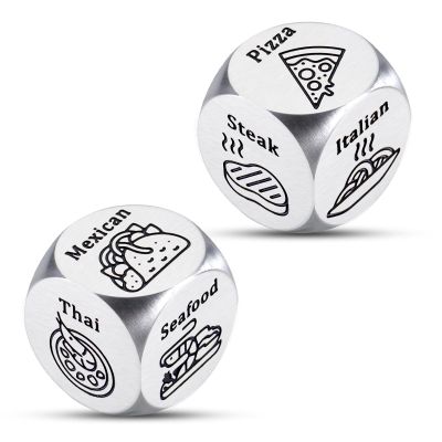2 Pcs Food Dice for Him & Her - Valentines Gifts for Her Him, Food Decision Dice, Perfect for Boyfriend, Girlfriend Santa Swap Exchange Christmas Game Dice for Womne Men Birthday Dinner Decision Gifts