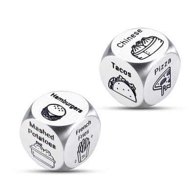 2 Pcs Valentines Gifts for Her Him Dice Game Date Night Gifts for Wife Husband Food Dice for Women Men Couple Birthday Gifts for Husband Wife Valentines 11th Anniversary Steel Gifts for Him Her