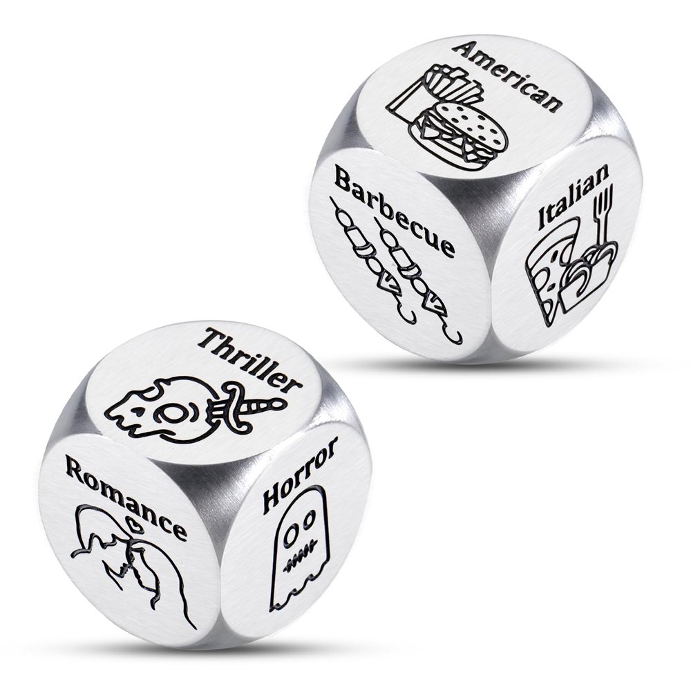 2 Pcs Dice 10 Year Anniversary Date Night Gifts for Him Her Women Men Stocking Stuffers for Adult Women Birthday Gifts for Boyfriend Girlfriend Friend Steel Gifts Valentines Gifts for Her Him