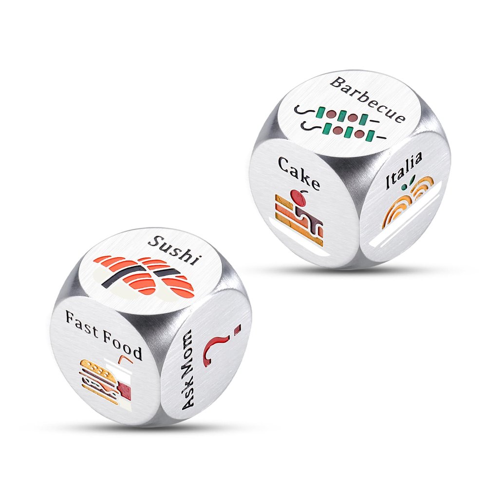 2 Pcs Valentines Gifts for Her Him Anniversary Food Decision Game Dice for Him Her Stocking Stuffers for Adult Women Birthday Gifts for Boyfriend Girlfriend Couple Husband Gifts from Wife