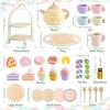 Lonico Wooden Tea Party Set for Little Girls Toddler Tea Set with Cupcake Stand & Food Dessert, Play Kitchen Accessories for Toddlers 2 3 4 5 6 Years Old, Wooden Toys Birthday Kids Girls Gifts 3-6 view 2