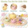 Lonico Wooden Tea Party Set for Little Girls Toddler Tea Set with Cupcake Stand & Food Dessert, Play Kitchen Accessories for Toddlers 2 3 4 5 6 Years Old, Wooden Toys Birthday Kids Girls Gifts 3-6 view 4