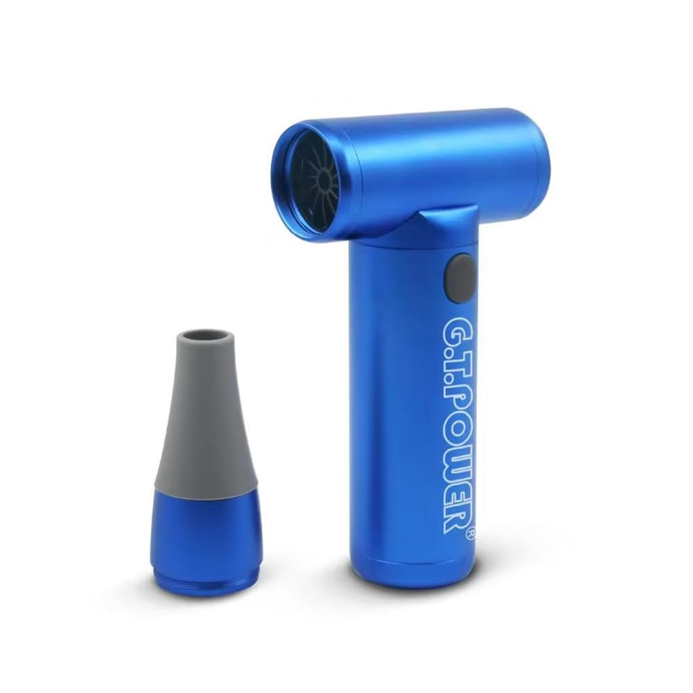 FEICHAO G.T.Power Handheld Turbo Fan Portable Removal Blowing Down for 1/10 1/14 RC Car Truck (Blue)