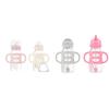 Dr. Brown's Milestones Wide-Neck Sippy Bottle with 100% Silicone Handles & Milestones Wide-Neck Sippy Straw Bottle with 100% Silicone Handles, 9oz/270mL, Gray & Pink, 2 Pack, 6m+ view 1