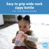 Dr. Brown's Milestones Wide-Neck Sippy Bottle with 100% Silicone Handles & Milestones Wide-Neck Sippy Straw Bottle with 100% Silicone Handles, 9oz/270mL, Gray & Pink, 2 Pack, 6m+ view 3