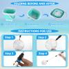 FETHWOIN Shark Tooth Sifter, Beach Sand Sifter, Sea Shell Scooper for Beach, Shell Bags&Foldable Bucket, Sand Beach Toys for Kids 6 8 10 12, Medium, Blue view 2