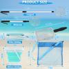 FETHWOIN Shark Tooth Sifter, Beach Sand Sifter, Sea Shell Scooper for Beach, Shell Bags&Foldable Bucket, Sand Beach Toys for Kids 6 8 10 12, Medium, Blue view 3