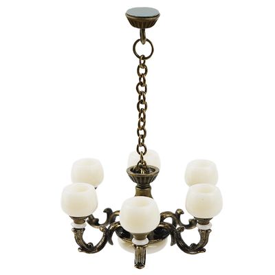 YOLUFER 1:12 Dollhouse Ceiling Lamp Model, Miniature Chandelier Lamp, Mini Ceiling Lamp for Dollhouse (Bronze)