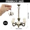 YOLUFER 1:12 Dollhouse Ceiling Lamp Model, Miniature Chandelier Lamp, Mini Ceiling Lamp for Dollhouse (Bronze) view 2