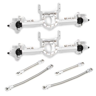2pcs Aluminum Front Axles, 4 Wheel Steer, CNC Complete Axle Set for 1/10 RC Crawler Car Axial SCX10 II RGT 86100 Redcat GEN8 Element Enduro CC01 (2pcs Silver 1/10 Front Axles)