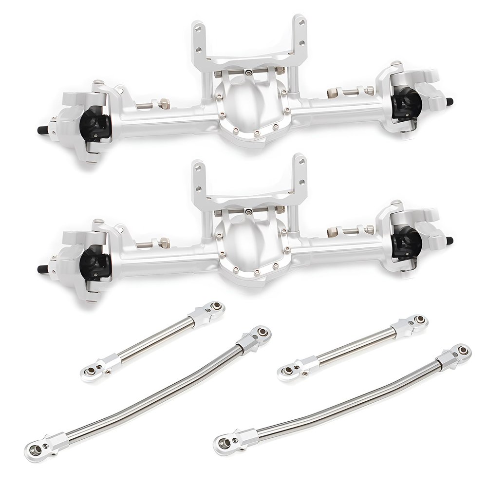 2pcs Aluminum Front Axles, 4 Wheel Steer, CNC Complete Axle Set for 1/10 RC Crawler Car Axial SCX10 II RGT 86100 Redcat GEN8 Element Enduro CC01 (2pcs Silver 1/10 Front Axles)