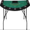 Vilobos Foldable 7 Players Poker Table, 71 Texas Hold'em Blackjack Table with Removable Stainless Steel Cup Holder, Casino Leisure Table for Card Games, Dominoes, Board Games, Green view 1
