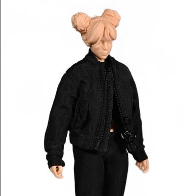YSBRING 1/12 Scale Clothes Figure Doll Accessories Aviator Jacket for 6 inch Action Figure Black