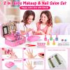 Mqsiuve Kids Makeup Kit for Girl - 2 in 1 Kids Washable Makeup Toys & Nail Art Kit with Nail Dryer and Storage Case, Real Girl Makeup Set Birthday Gifts Toys for 3 -12 Year Old Girls, Pink view 3