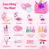 Mqsiuve Kids Makeup Kit for Girl - 2 in 1 Kids Washable Makeup Toys & Nail Art Kit with Nail Dryer and Storage Case, Real Girl Makeup Set Birthday Gifts Toys for 3 -12 Year Old Girls, Pink view 4