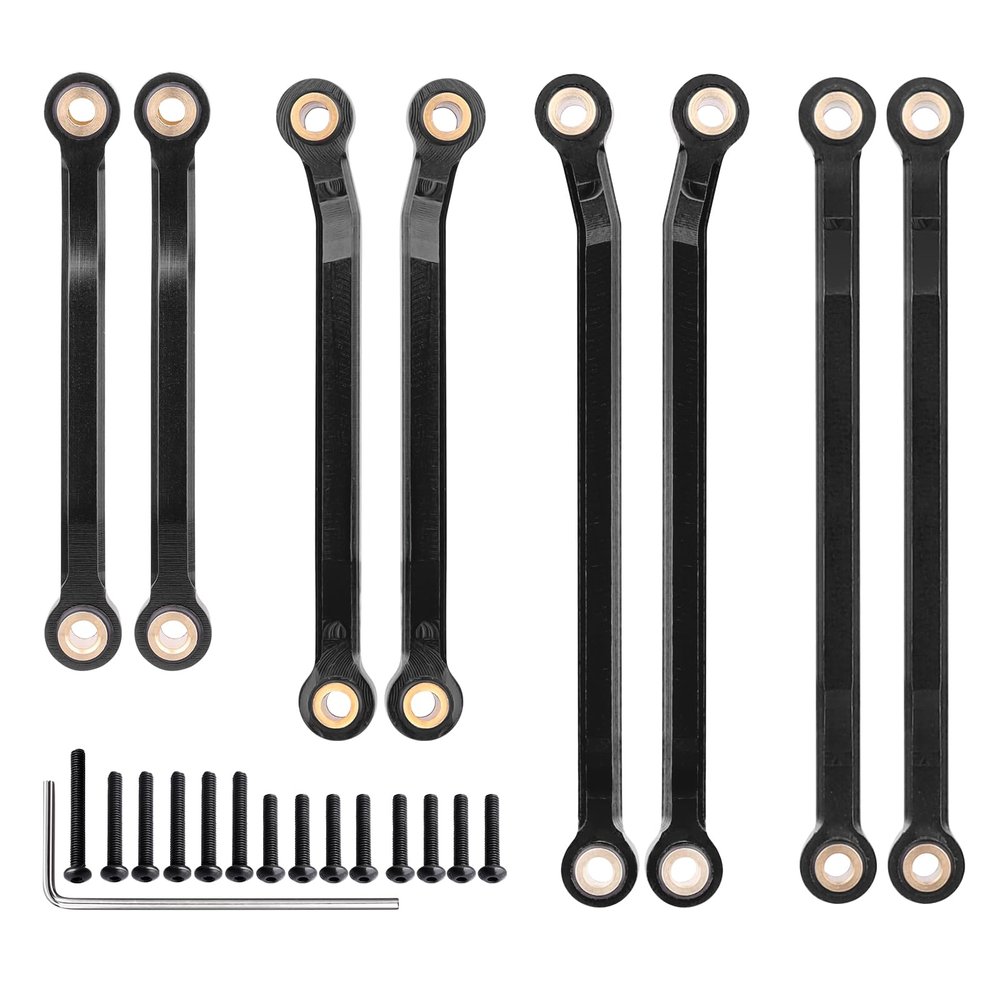 AllinRC High Clearance Aluminum Chassis Links 6061-T6 CNC Linkage Set for TRX4M Defender Bronco 1/18 RC Crawler Upgrades (Black)