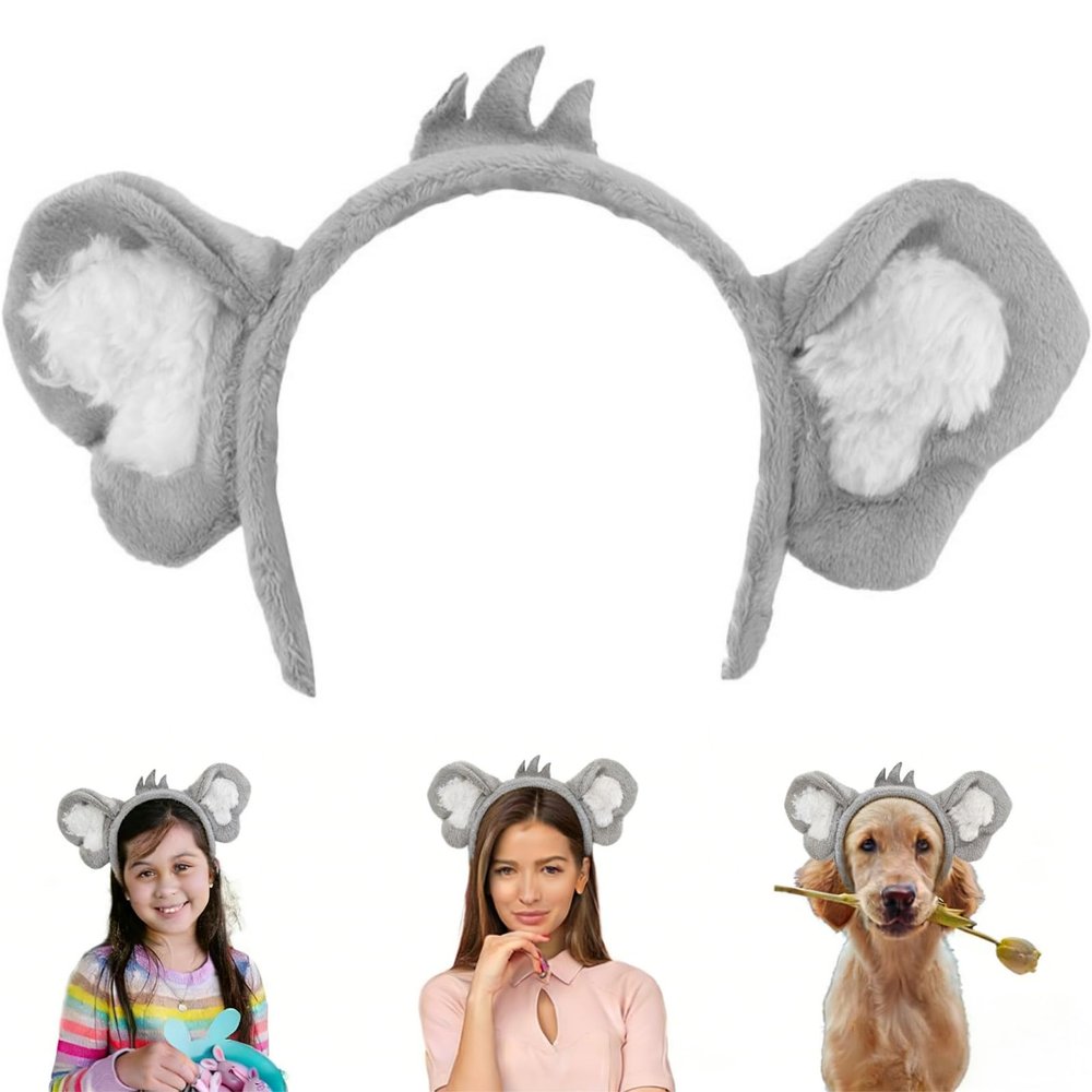 2-Pack Koala Ear Headbands for Kids - Soft Plush Animal Costume Headbands for Jungle Safari Party, Halloween & Dress Up - Photo Booth Props and Party Favors