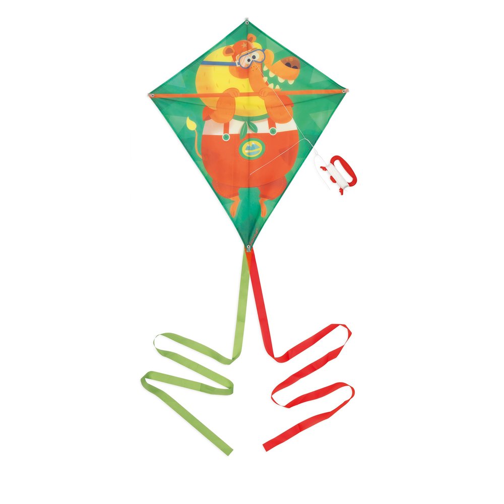 Janod - Applepop Children's Kite - Lion - Rhombus Shape - Outdoor and Beach Game - Skill Game - Develops Coordination - Ages 5 Years Old, J03360
