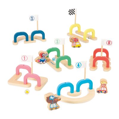 Janod - Applepop Children's Marble Game - Skill Game - 6 Steps + 2 Marbles + 4 Pieces - Exercise Dexterity and Concentration - FSC Wooden Toy - Ages 3 and Up, J03357