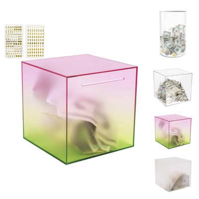 AIPOR Acrylic Piggy Bank for Adults Kids Must Break to Open,Unopenable Color Gradient Piggy Bank Money Saving Box Birthday Gift for Boys Girls,Size (Color, 15 * 15CM)