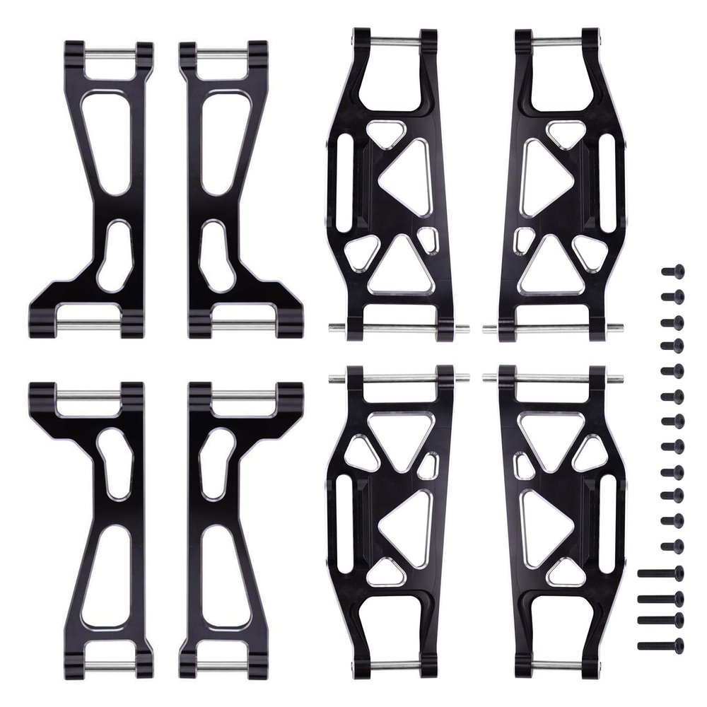 AllinRC RC Suspension Arms Aluminum Front & Rear Upper Lower Arms Kit for Traxxas WideMaxx 8995 8998 8999 Upgrade Parts, 8PCS (Black)