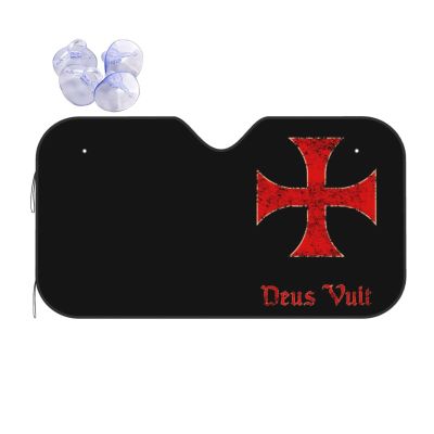 Deus Vult Crusader Templar Cross Front Windshield Sun Shade UV Blocking for Front Windows