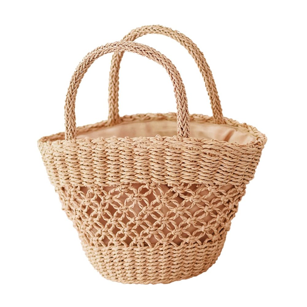 CALLARON Fashionable Woven Bag Girls' Beach Woven Handbag Summer Vacation Straw Bag Handmade for Beach Party Shopping