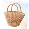 CALLARON Fashionable Woven Bag Girls' Beach Woven Handbag Summer Vacation Straw Bag Handmade for Beach Party Shopping view 2