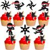 28 PCS Ninja Cupcake Toppers Glitter Darts Martial Arts Karate Kung Fu Warriors Cupcake Picks for Ninja Theme Baby Shower Kids Samurai Birthday Party Cake Decorations Supplies view 1