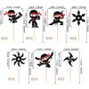 28 PCS Ninja Cupcake Toppers Glitter Darts Martial Arts Karate Kung Fu Warriors Cupcake Picks for Ninja Theme Baby Shower Kids Samurai Birthday Party Cake Decorations Supplies view 2