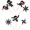 28 PCS Ninja Cupcake Toppers Glitter Darts Martial Arts Karate Kung Fu Warriors Cupcake Picks for Ninja Theme Baby Shower Kids Samurai Birthday Party Cake Decorations Supplies view 3